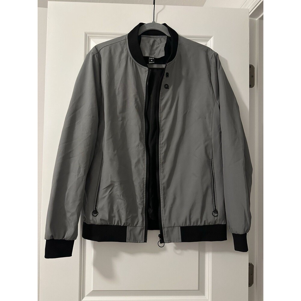 SHEIN Mens Gray Bomber Jacket Size M Zip Up Lightweight Casual Streetwear